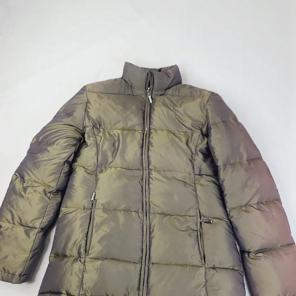 Zara Women's Radiation‎ Green Mock Neck Goose Down Winter Puffer Jacket Size L